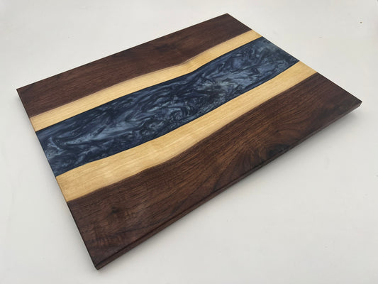 Epoxy Cutting Board (Navy and White)