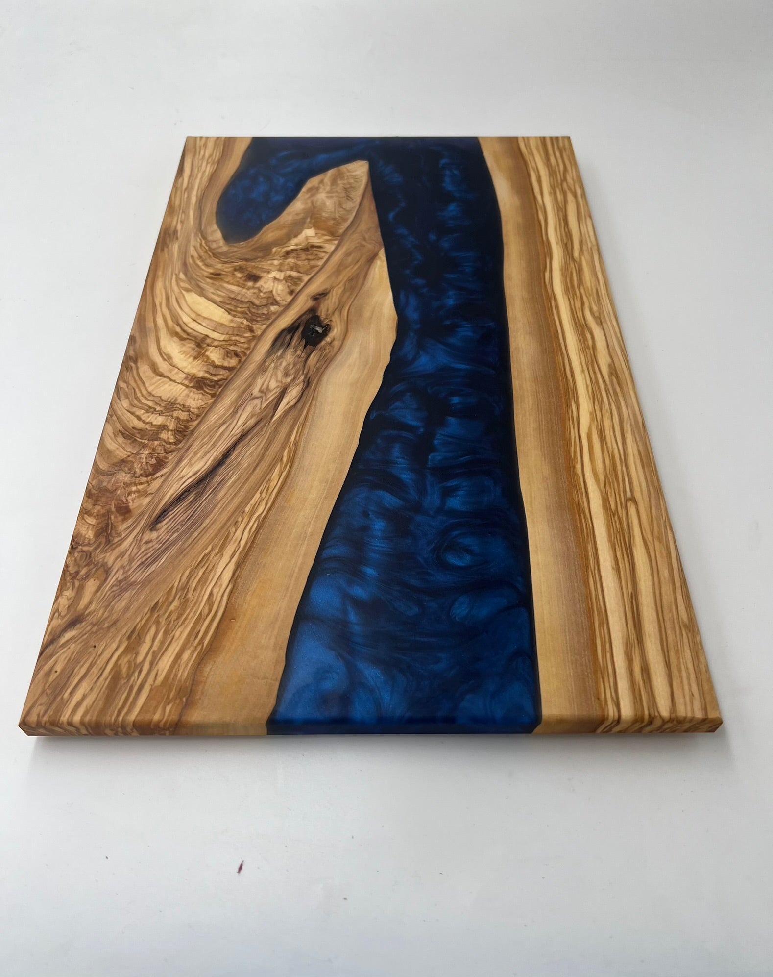 Olive Wood Epoxy Cutting Board (Pacific Blue)